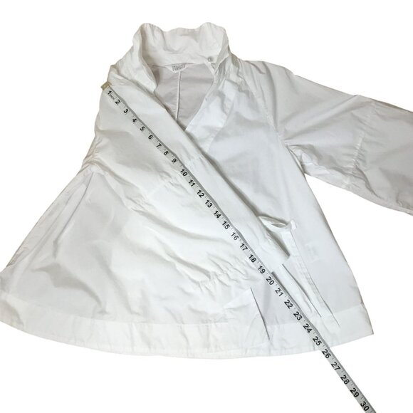 TOAST White Wrap Blouse S Cotton Portugal Minimalist Elevated Everyday Layering - Picture 7 of 11